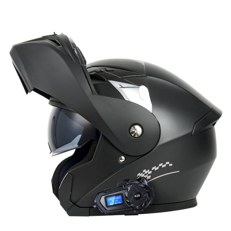 Motorradhelm Motorrad Klapphelm Mit Bluetooth Für Männer Und Frauen DOT/ECE-Zugelassener Moped Racing Motocross Helm Mit Doppelvisier Vollgesichts Motorrad Rennhelm 4,M:57-58CM von QAZXCVB