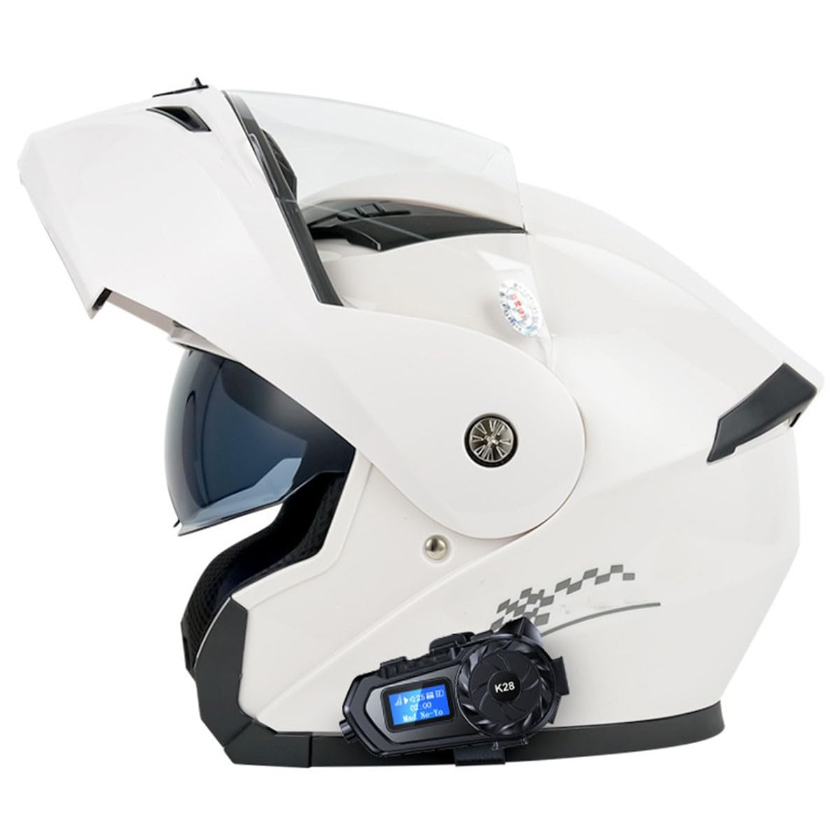 Motorradhelm Motorrad Klapphelm Mit Bluetooth Für Männer Und Frauen DOT/ECE-Zugelassener Moped Racing Motocross Helm Mit Doppelvisier Vollgesichts Motorrad Rennhelm 5,XL:61-62CM von QAZXCVB