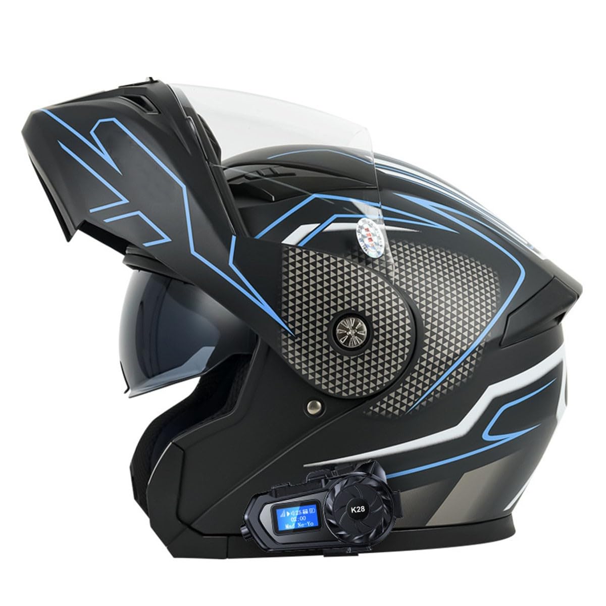 Motorradhelm Motorrad Klapphelm Mit Bluetooth Für Männer Und Frauen DOT/ECE-Zugelassener Moped Racing Motocross Helm Mit Doppelvisier Vollgesichts Motorrad Rennhelm 9,XL:61-62CM von QAZXCVB