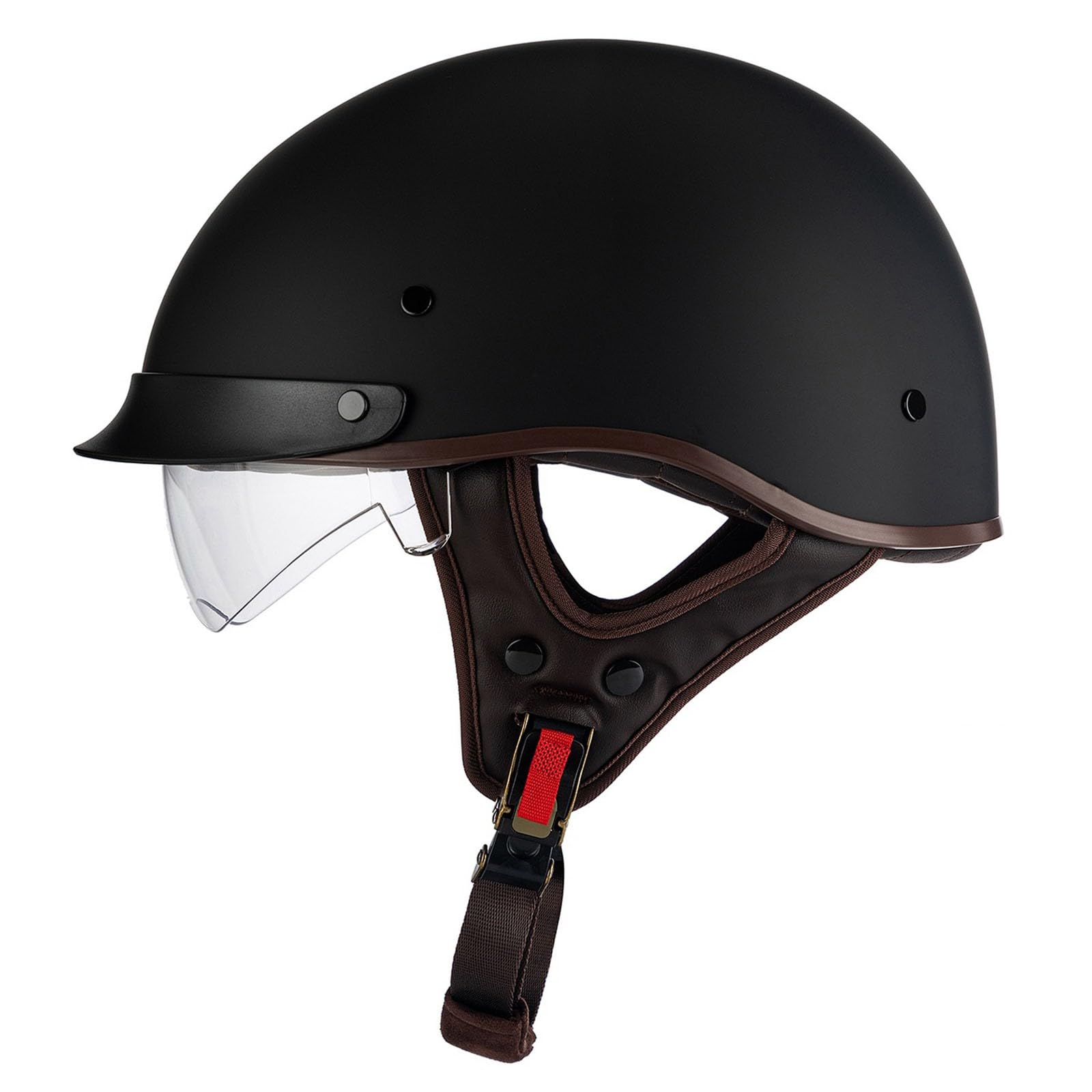 Retro Motorrad Halbhelme Deutscher Stil Motorradhelm Jethelm Mit Visier Halbschalenhelm Offenem Helm Mit ECE Zulassung Cruiser Chopper Moped Scooter Helm Für Herren Damen 3,M:57-58CM von QAZXCVB