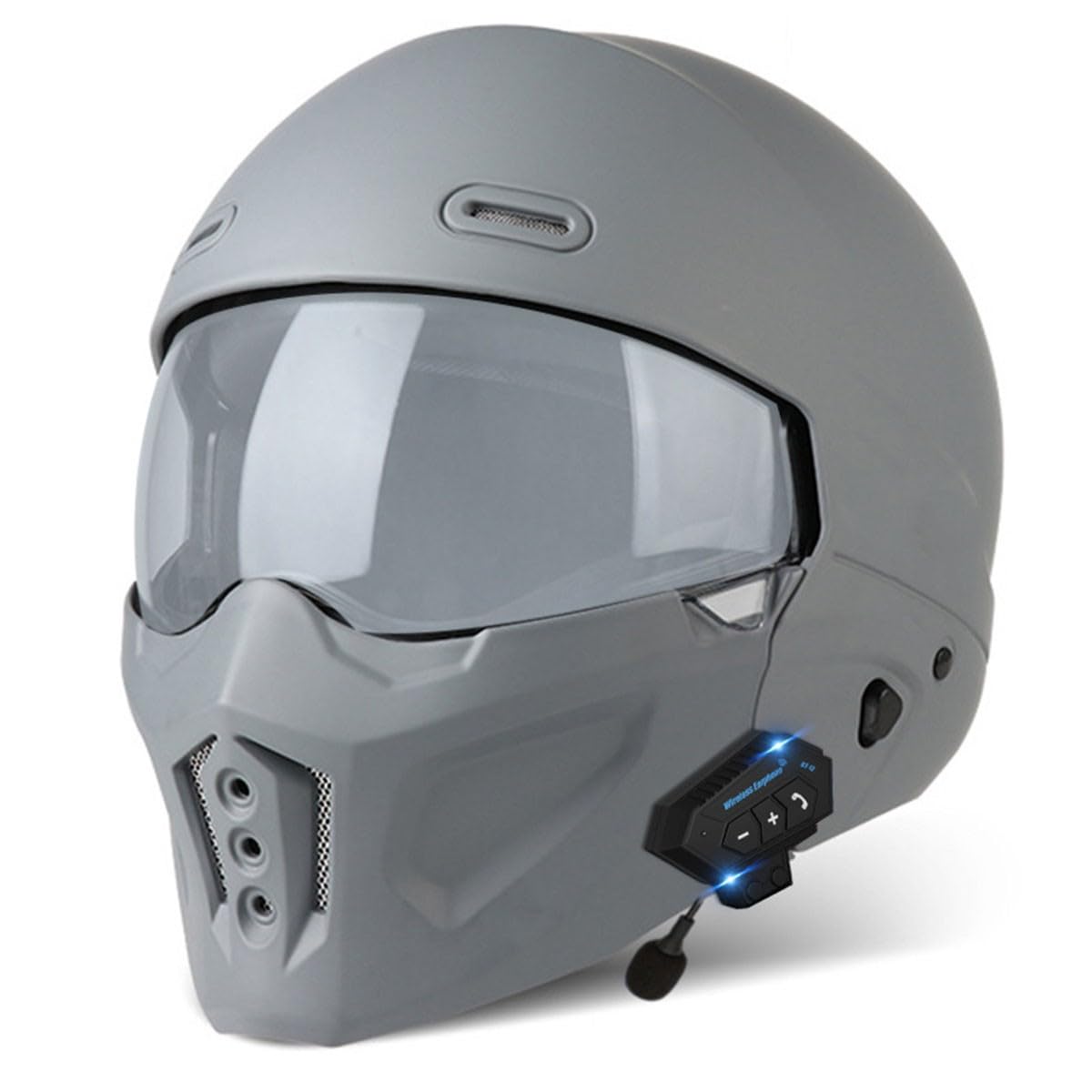 Retro Motorrad Halbhelme Motorradhelm Für Herren Und Damen DOT/ECE-Zertifizierung Jethelm Halbschalenhelm Scooter-Helm Mit Visier 3/4 Lokomotive Kombinationshelm 1,S:55-56CM von QAZXCVB