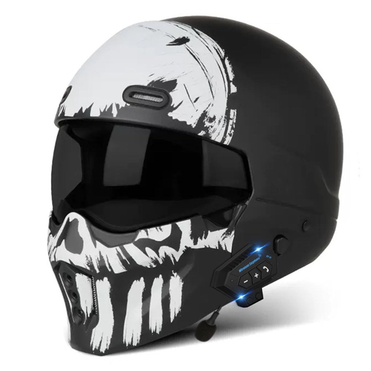 Retro Motorrad Halbhelme Motorradhelm Für Herren Und Damen DOT/ECE-Zertifizierung Jethelm Halbschalenhelm Scooter-Helm Mit Visier 3/4 Lokomotive Kombinationshelm 10,L:59-60CM von QAZXCVB