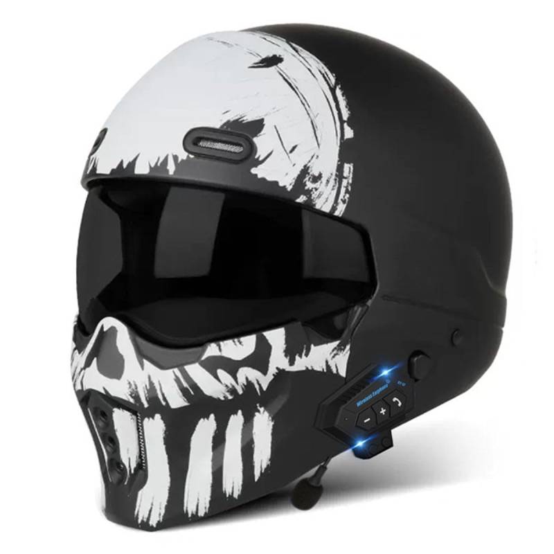 Retro Motorrad Halbhelme Motorradhelm Für Herren Und Damen DOT/ECE-Zertifizierung Jethelm Halbschalenhelm Scooter-Helm Mit Visier 3/4 Lokomotive Kombinationshelm 10,M:57-58CM von QAZXCVB