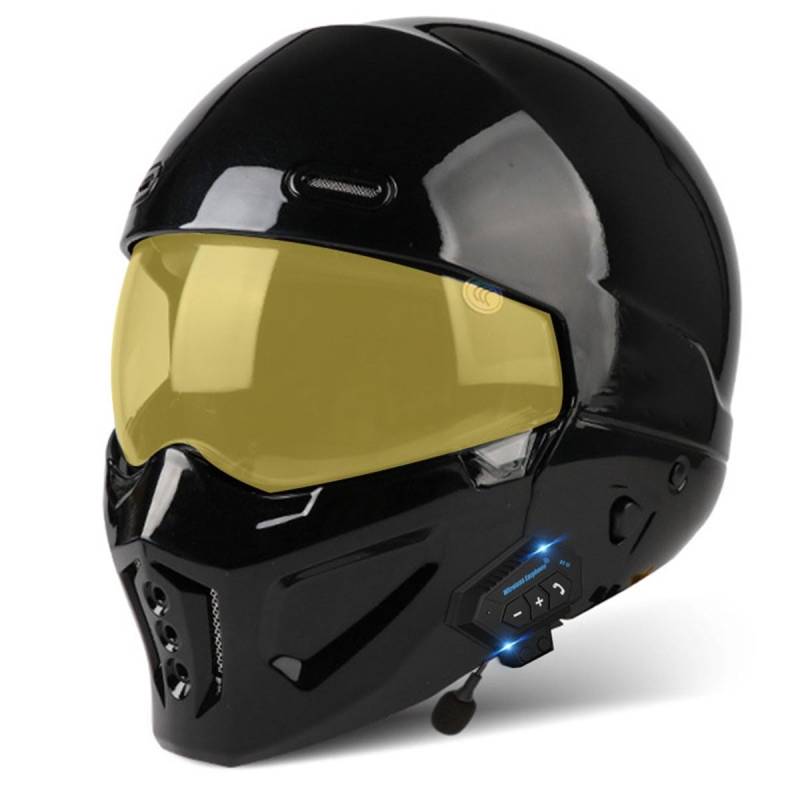 Retro Motorrad Halbhelme Motorradhelm Für Herren Und Damen DOT/ECE-Zertifizierung Jethelm Halbschalenhelm Scooter-Helm Mit Visier 3/4 Lokomotive Kombinationshelm 18,XL:61-62CM von QAZXCVB