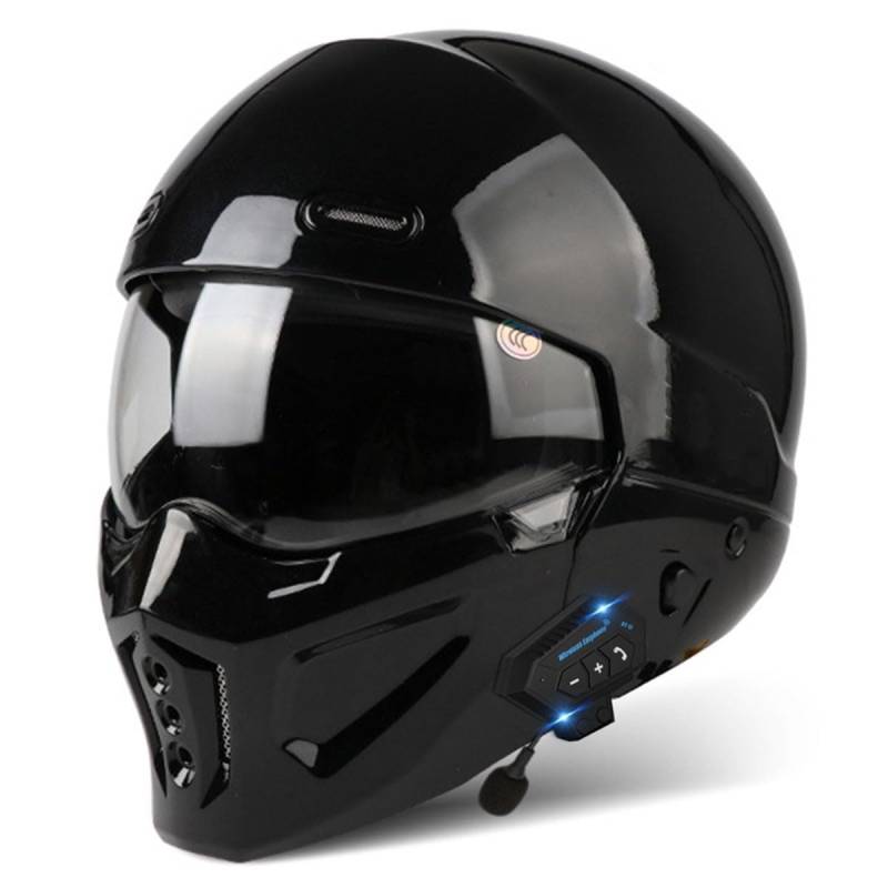 Retro Motorrad Halbhelme Motorradhelm Für Herren Und Damen DOT/ECE-Zertifizierung Jethelm Halbschalenhelm Scooter-Helm Mit Visier 3/4 Lokomotive Kombinationshelm 19,XXL:63-64CM von QAZXCVB