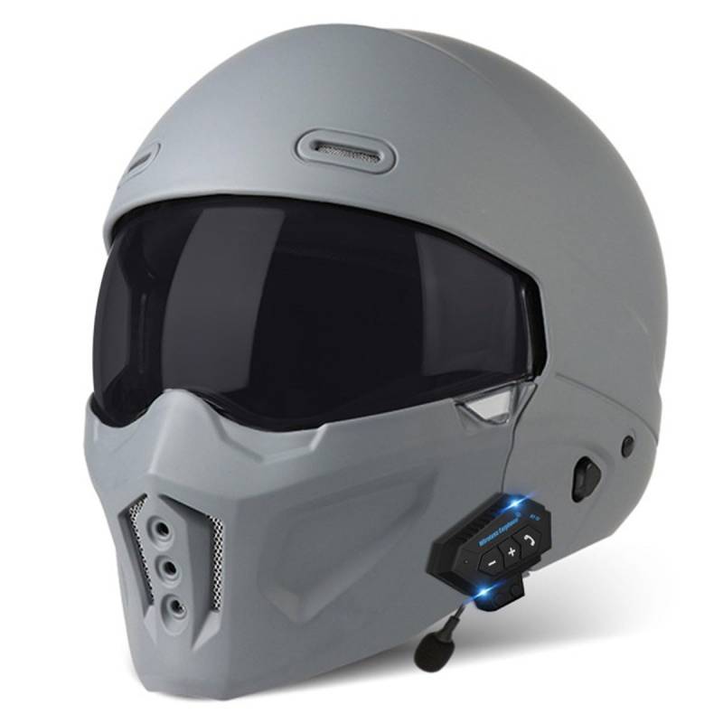 Retro Motorrad Halbhelme Motorradhelm Für Herren Und Damen DOT/ECE-Zertifizierung Jethelm Halbschalenhelm Scooter-Helm Mit Visier 3/4 Lokomotive Kombinationshelm 2,S:55-56CM von QAZXCVB