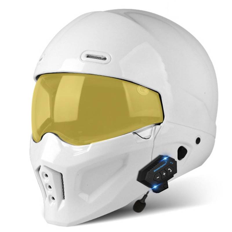 Retro Motorrad Halbhelme Motorradhelm Für Herren Und Damen DOT/ECE-Zertifizierung Jethelm Halbschalenhelm Scooter-Helm Mit Visier 3/4 Lokomotive Kombinationshelm 21,L:59-60CM von QAZXCVB