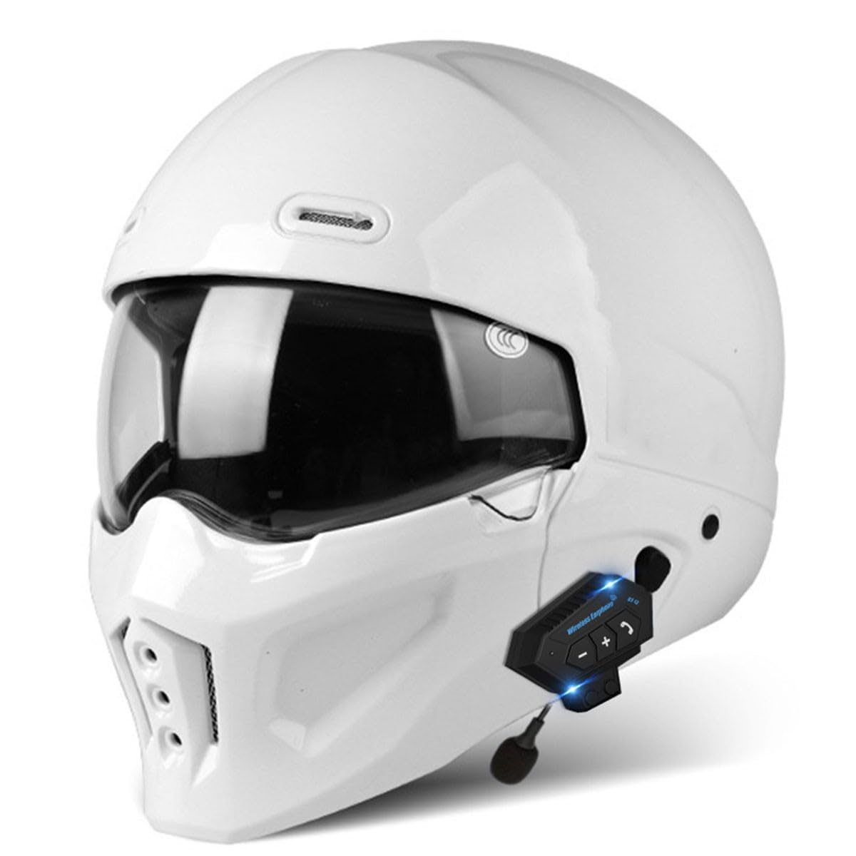 Retro Motorrad Halbhelme Motorradhelm Für Herren Und Damen DOT/ECE-Zertifizierung Jethelm Halbschalenhelm Scooter-Helm Mit Visier 3/4 Lokomotive Kombinationshelm 24,S:55-56CM von QAZXCVB