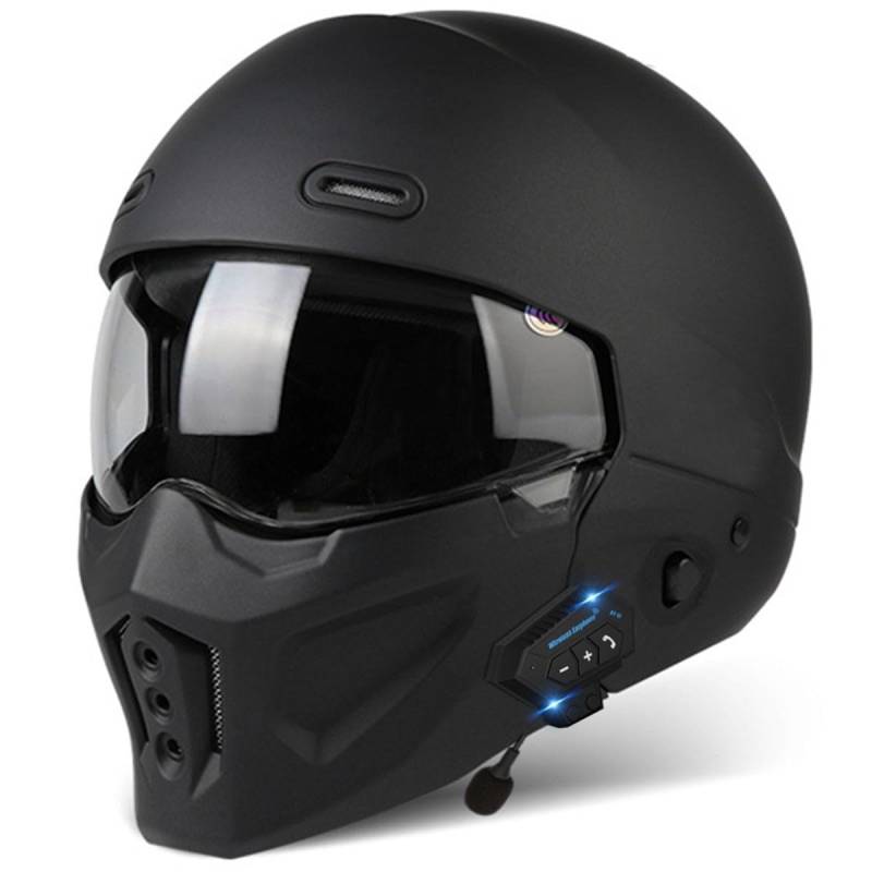 Retro Motorrad Halbhelme Motorradhelm Für Herren Und Damen DOT/ECE-Zertifizierung Jethelm Halbschalenhelm Scooter-Helm Mit Visier 3/4 Lokomotive Kombinationshelm 5,XL:61-62CM von QAZXCVB