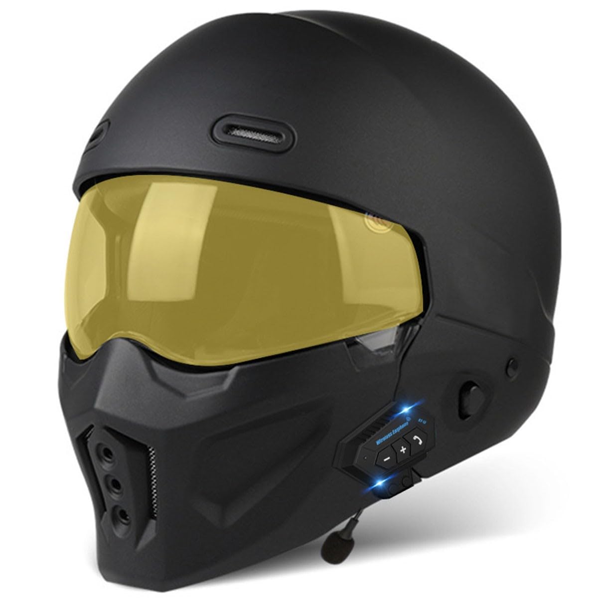 Retro Motorrad Halbhelme Motorradhelm Für Herren Und Damen DOT/ECE-Zertifizierung Jethelm Halbschalenhelm Scooter-Helm Mit Visier 3/4 Lokomotive Kombinationshelm 6,L:59-60CM von QAZXCVB