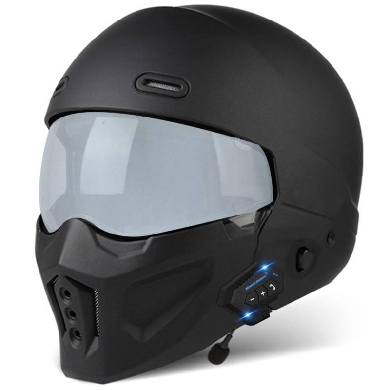 Retro Motorrad Halbhelme Motorradhelm Für Herren Und Damen DOT/ECE-Zertifizierung Jethelm Halbschalenhelm Scooter-Helm Mit Visier 3/4 Lokomotive Kombinationshelm 8,M:57-58CM von QAZXCVB