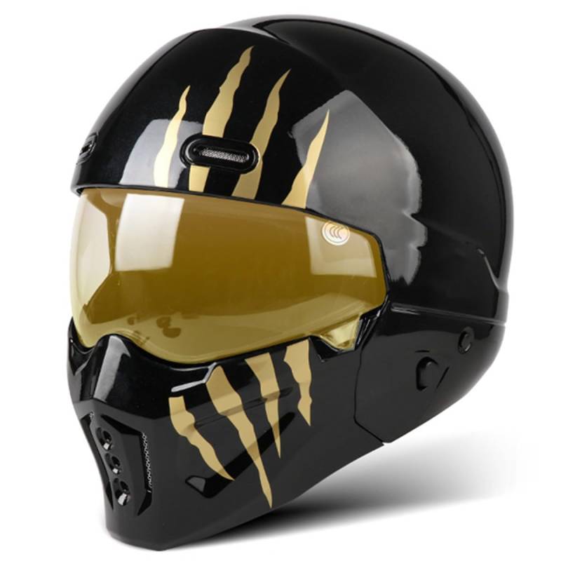 Retro Motorradhelm Jethelm Roller-Helm Herren Und Damen Mit Sonnenvisier 3/4 Halbschalenhelm Scooter-Helm DOT/ECE-Zertifizierung Offenem Helm Sturzhelm 19,L:59-60CM von QAZXCVB