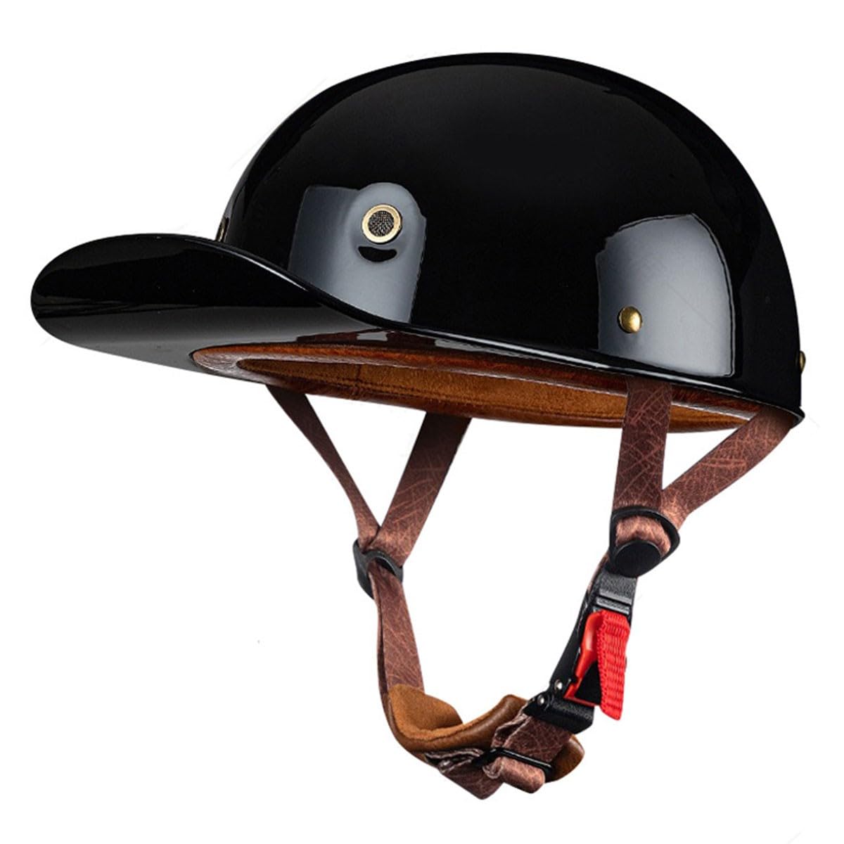 Retro Oldtimer Halbschale Jethelm Baseball Cap Motorrad-Helm DOTECE-Zulassung Rollerhelm Cruiser Motorradhelm Mit Schnellverschluss-Schnalle Halbschalenhelm Offener Helm 13,XXL:63-64CM von QAZXCVB