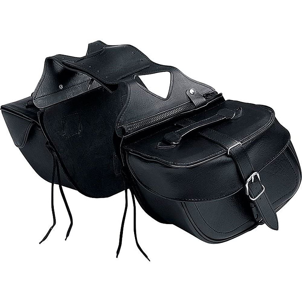 QBag Motorrad Satteltaschen für Motorrad Taschen QBag Kunstledersatteltaschenpaar 08, Schwarz, 20 Liter Stauraum, abnehmbar, universell, verdeckter Klickverschluss, formstabil, wetterfest von QBAG