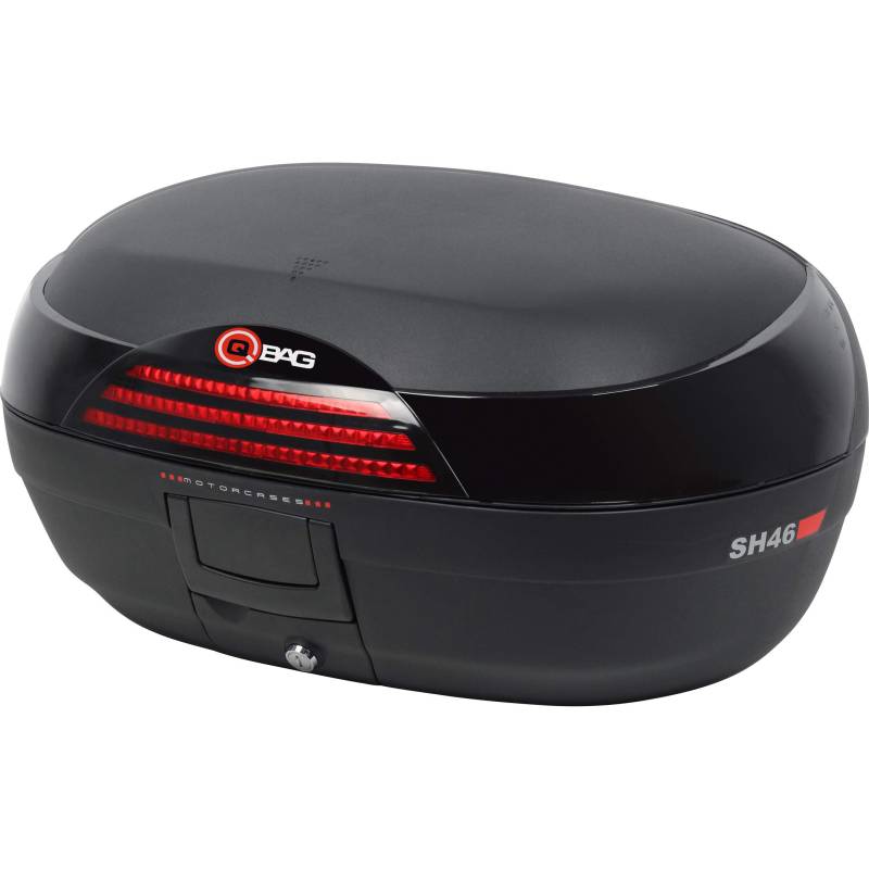 QBag Motorradtopcase SHAD Topcase SH46 inklusive Universaladapterplatte, schwarz, 46 Liter Stauraum für Zwei Helme, passend für Fast alle Gepäckträger mit Press-Lock-Schließsystem von QBAG