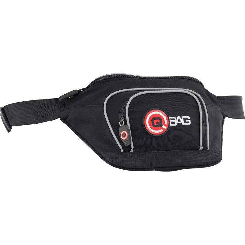 QBag Motorradtasche Motorrad Tasche/Hülle/Etui Hip Bag Gürteltasche, 3 Fächer, Innentasche, Einschubtaschen, wenig Luftwiderstand, enganliegend, reflektierende Keder, Schwarz/Grau/Weiß von QBAG