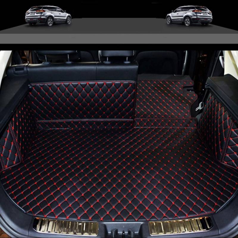 All Inclusive Kofferraummatte für Toyota Land Cruiser 7seats 2017-2025,Kofferraumwanne Antirutschmatte Auto Leder Wasserdichtes Kratzfest Innere Zubehör,A2-Black and red line von QCCDLBSD