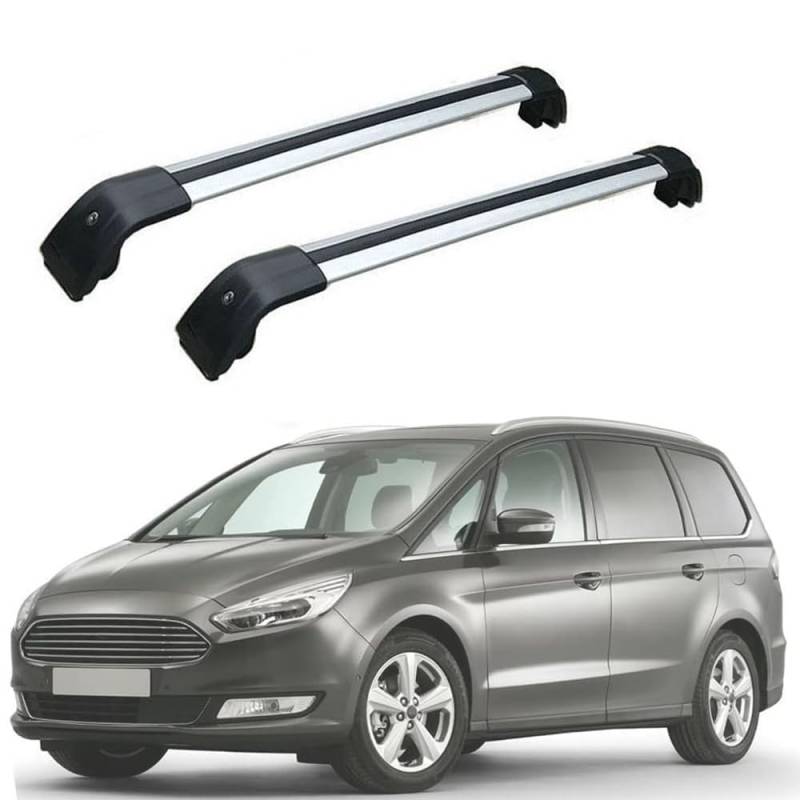 2 Stück Dachträger Gepäckträger für Ford Galaxy (CK) 2015+ 2018 2019, Auto Aluminium Querträger Dachträger, Relingträger Dachgepäckträger Gepäckträger Dachbügel Zubehör,C Silver Black von QCHIAN