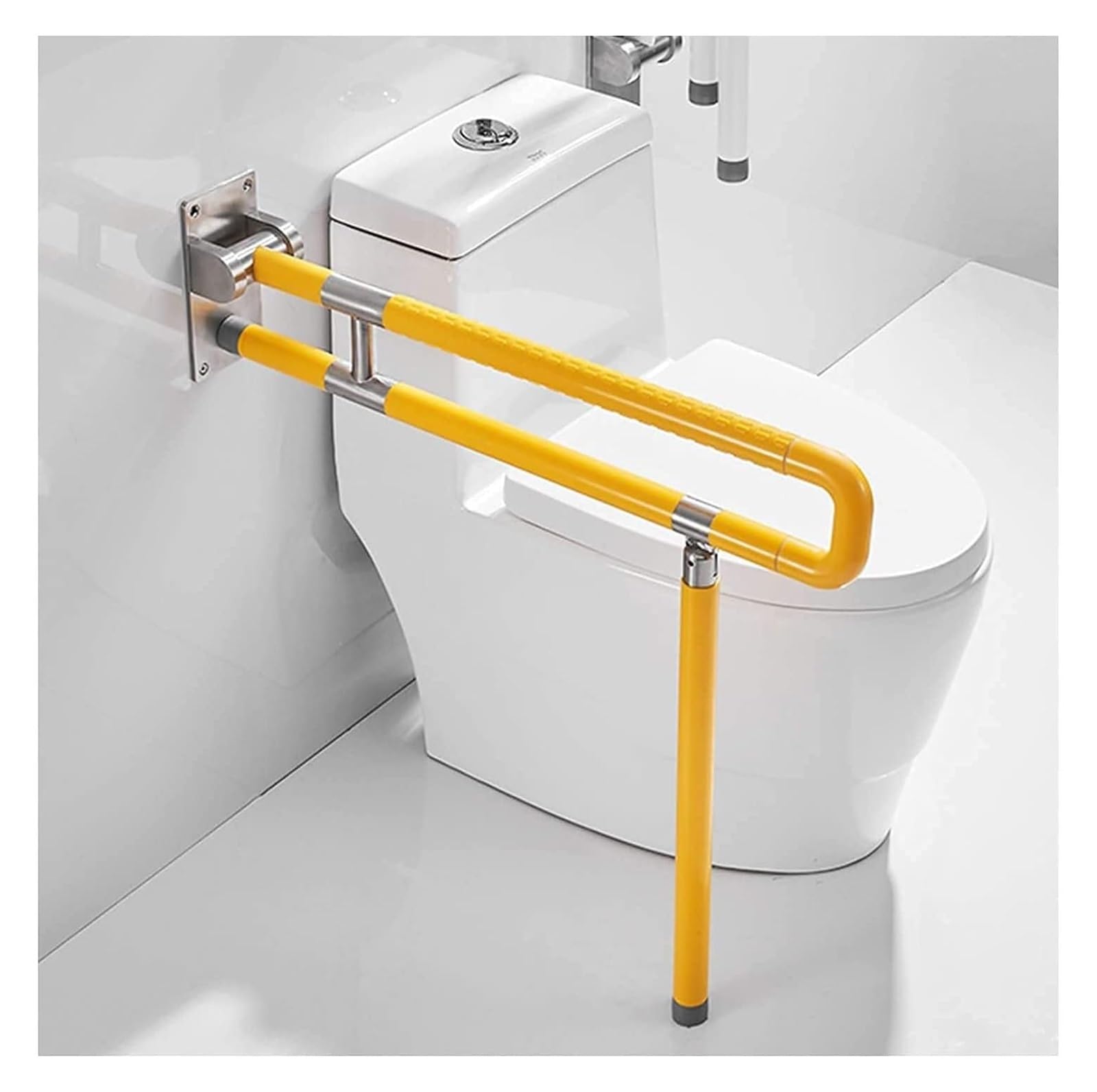 Toilettenrahmen Badezimmer Toilettenhaltegriffe Haltegriff for die Toilette, Balance-Handlauf, Duschhilfe, Stützgriff, Badegriff, for ältere Menschen, Behinderte und Schwangere, Weiß, 65 x 69 cm(Yello von QCKNKMGG