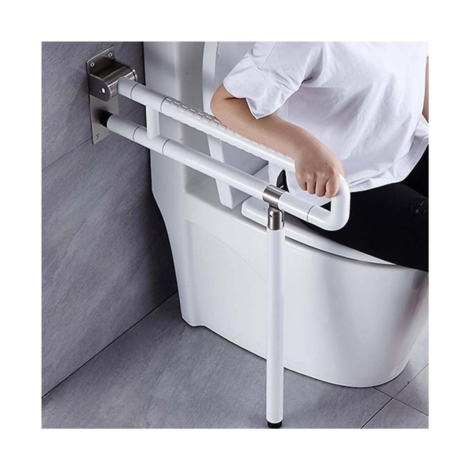 Toilettenrahmen Badezimmer Toilettenhaltegriffe Klappbare Handläufe, for Toilette und Badezimmer, zur Wandmontage, rutschfest, for ältere Menschen und Behinderte, 75 cm(60B) von QCKNKMGG