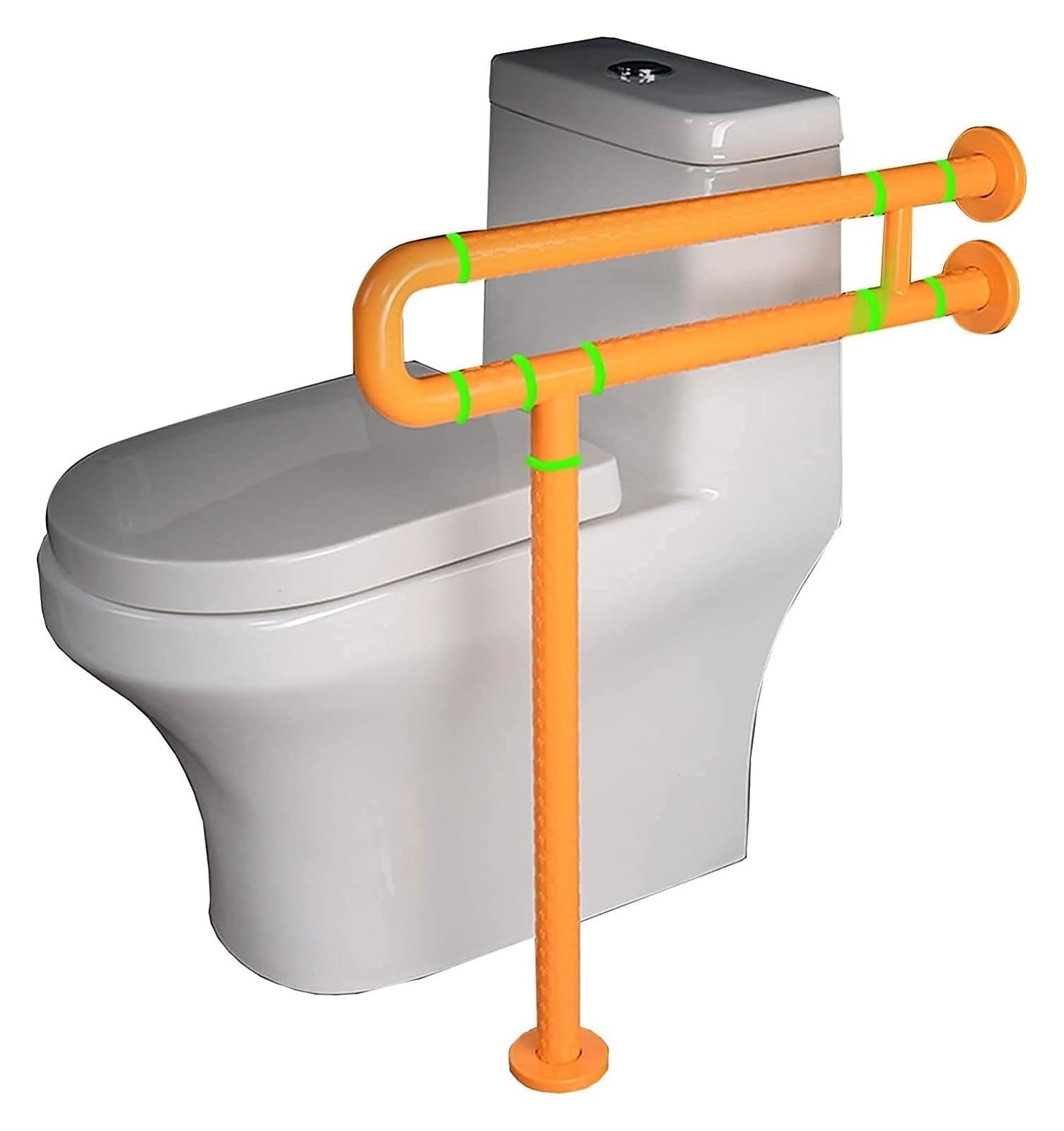 Toilettenrahmen Badezimmer Toilettenhaltegriffe Rutschfester, barrierefreier Handlauf mit leuchtender, faltbarer Leuchte for behinderte ältere Menschen und schwangere Frauen, weiß, 60 x 69 cm(Yellow) von QCKNKMGG