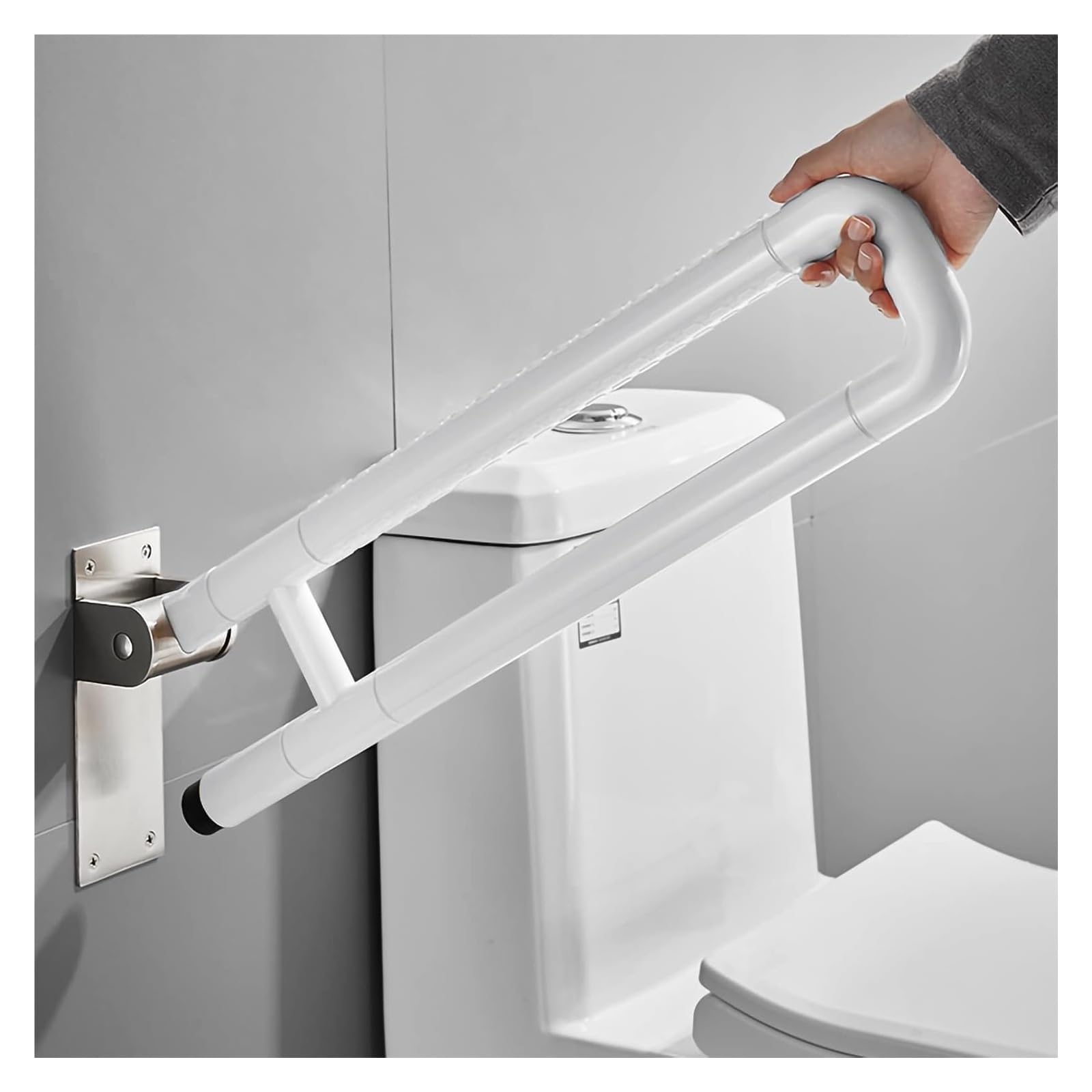 Toilettenrahmen Badezimmer Toilettenhaltegriffe Sicherheitsgeländer fürs Badezimmer, Standardgeländer, Badezimmerhilfe for ältere, behinderte und körperbehinderte Benutzer(White,75cm) von QCKNKMGG