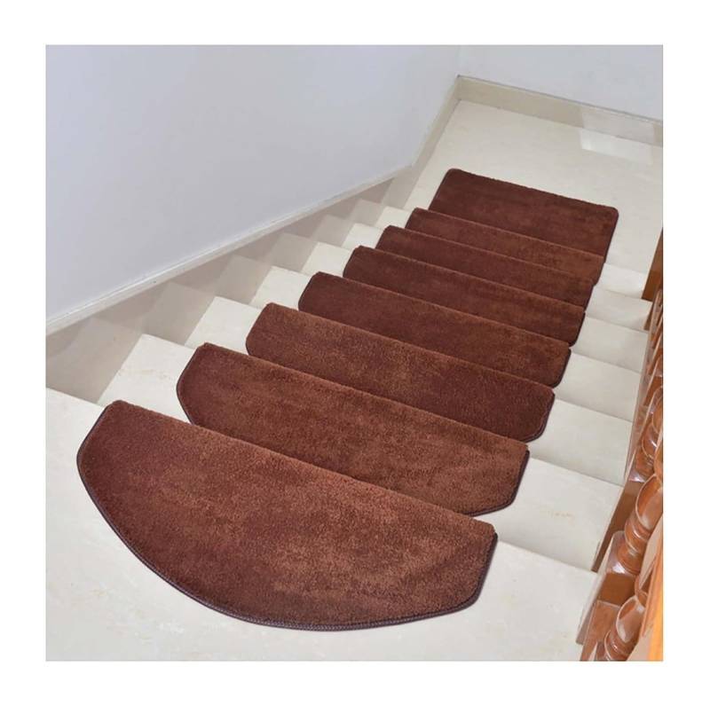 Weiche zottelige Teppiche Treppenstufen Matten Tep Sisal-Stufenmatten, Schnellmontage-Sicherheitsmatten, 7er-Set Selbstklebende Stufenmatten for Kinder, Senioren und Hunde,03(Brown) von QCKNKMGG