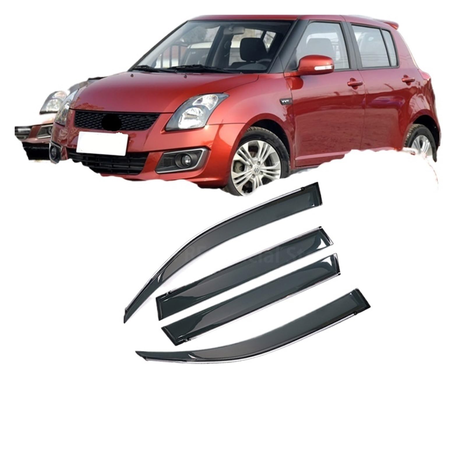 QCUMEWAJ 4X Deflektoren Autofenster Visier Regen Augenbraue Schutz Windschutz Kompatibel for Suzuki Swift MK2 2 Hatch 2011~2016 2015 2014 2013 Zubehör von QCUMEWAJ