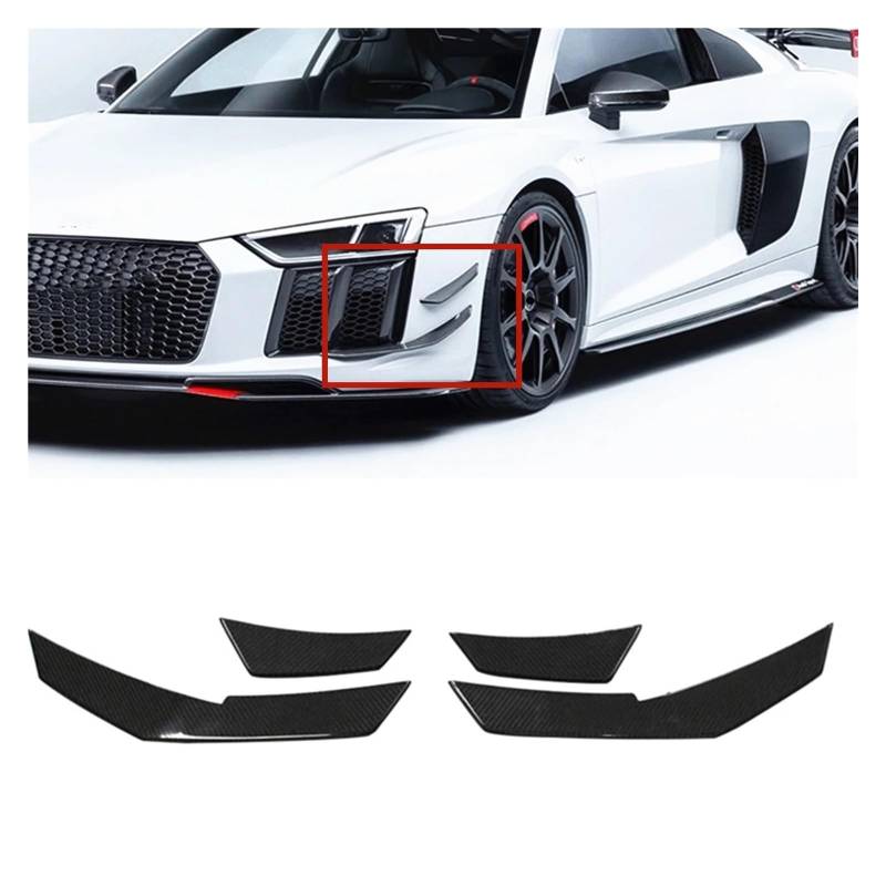 QCUMEWAJ Auto Front Air Vent Trim Splitter Seitenspoiler Kotflügel Canard Carbon Fiber Kompatibel for Audi R8 2 Türer 2016 2017 2018 2019 2020 von QCUMEWAJ