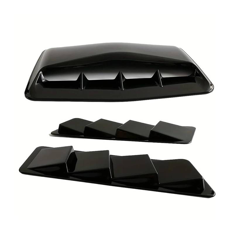 QCUMEWAJ Auto-LKW-Entlüftungsabdeckung, Auto-Motorhaube, Motorhaube + Seitenlüftungsabdeckung, Allzweck-Autozubehör, Außenverkleidung(Black-3PCS) von QCUMEWAJ