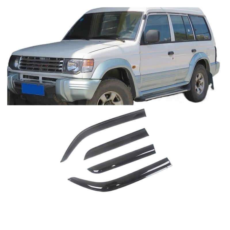 QCUMEWAJ Auto-Seitenfenster-Visier, Lüftungsmarkisen, Unterstände, Regenschutz, Tür-Ventilator, kompatibel mit Mitsubishi Pajero 1991–2006, Auto, schwarz getönt(for V31 1991-1999) von QCUMEWAJ