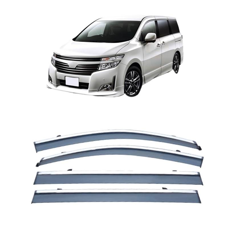 QCUMEWAJ Autofenster Sonne Regen Schatten Visiere Schild Schutz Schutz Abdeckung Zierrahmen Aufkleber kompatibel for Nissan ELGRAND MK3 E52 2010–2023 von QCUMEWAJ