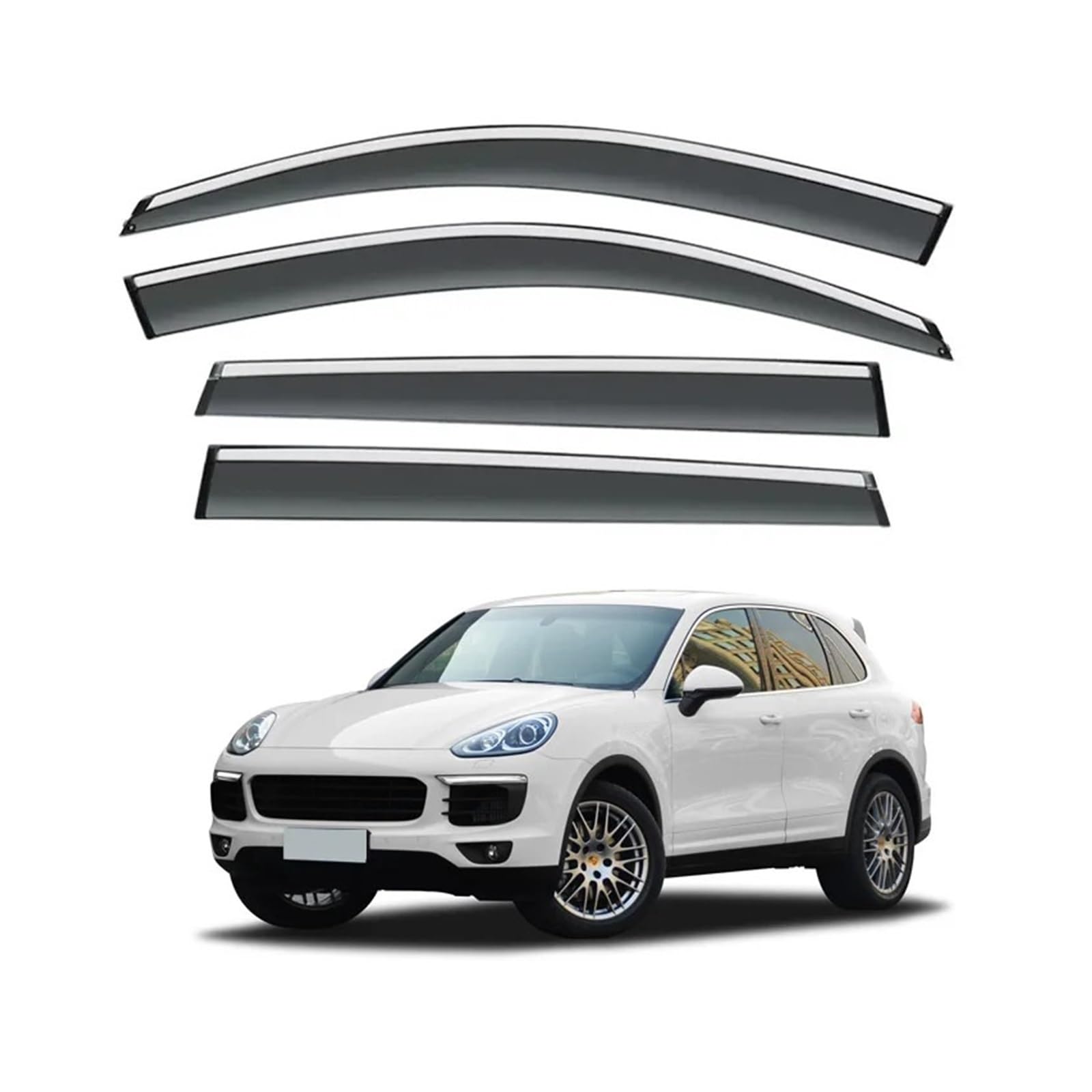 QCUMEWAJ Autotür-Fenster-Windabweiser, Regen-/Sonnenschutz, Wetterschutz, kompatibel mit Porsche Cayenne 2011 2012 2014 2015 2016 2017 von QCUMEWAJ