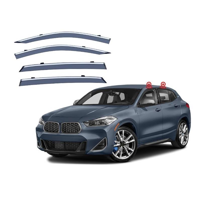 QCUMEWAJ Fenster Visier Auto Regen Schild Deflektoren Markise Trim Abdeckung Außen Kompatibel for BMW X2 F39 2018 2019 2020 2021 2022 Auto Zubehör(Electroplating) von QCUMEWAJ