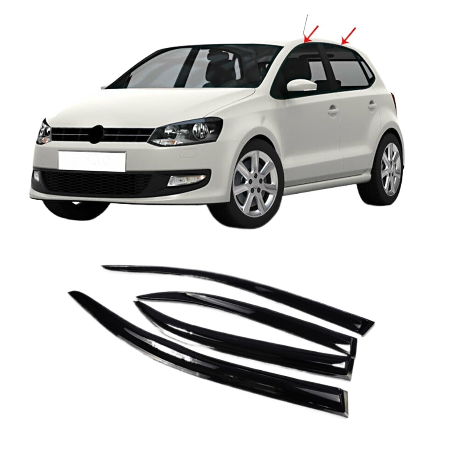 QCUMEWAJ Fenstervisier Kompatibel for VW Polo 2011 2012 2013 2014 2015 2016 2017 2018 Wetterschild Regenabweiser Schutz Markise Unterstand(Style) von QCUMEWAJ