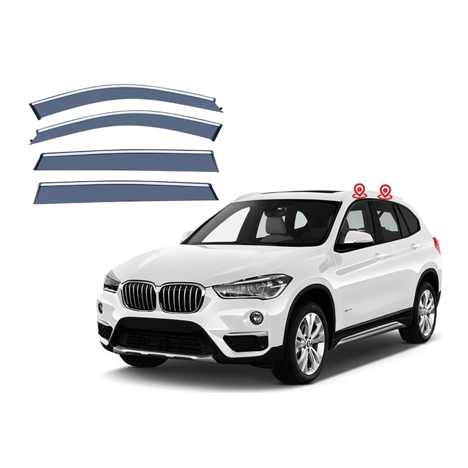 QCUMEWAJ Fenstervisier Windows Regenvisier Visier Sonne Regen Rauch Fenster Wind Kompatibel for BMW X1 2009-2022 E84 F48 F49 Windschutzscheibe Autozubehör(F49 2016-2022) von QCUMEWAJ