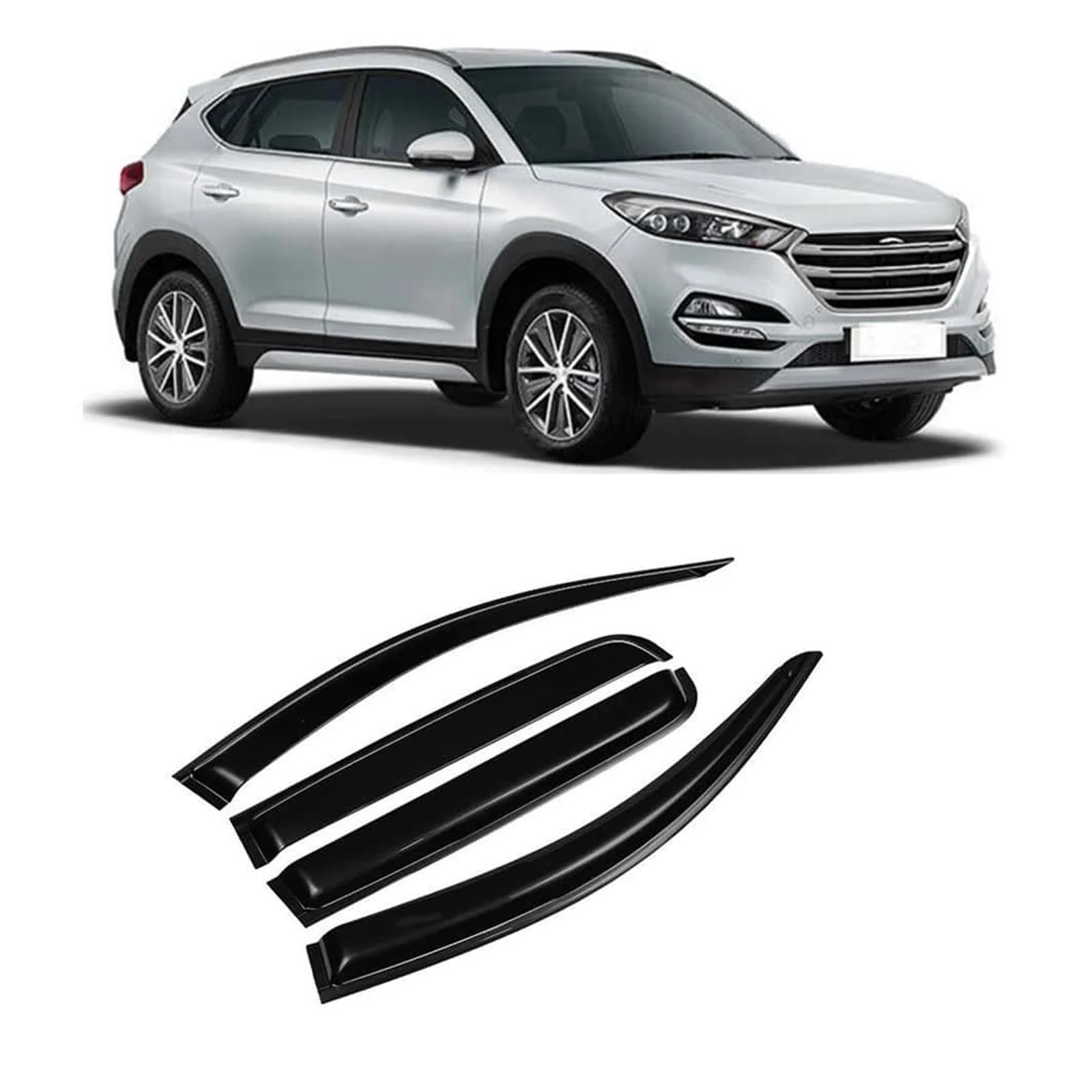 QCUMEWAJ Kompatibel mit Hyundai Tucson 2015-2020 Autozubehör Fensterblenden Regen Sonnenschutz Entlüftung Windabweiser Wetterschild Schlanke Zierleiste von QCUMEWAJ