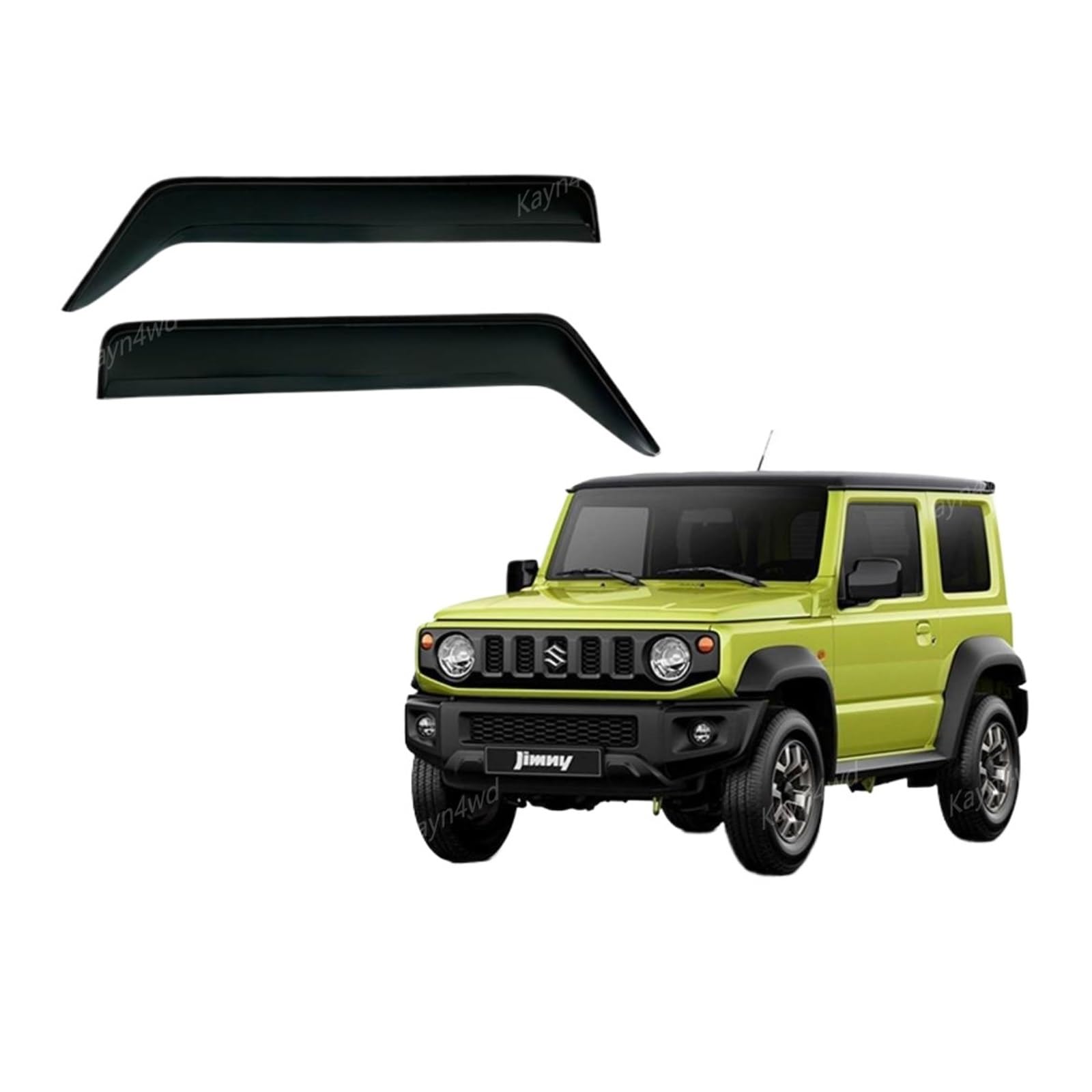 QCUMEWAJ Sonnenschutz-Regenschutz, Fensterblende, Regenschutz, Fenster-Regenabweiser, kompatibel for 3-türige 2019+ Suzuki Jimny JB64 JB74 Auto 4x4 Zubehör(3 Door 2PS) von QCUMEWAJ