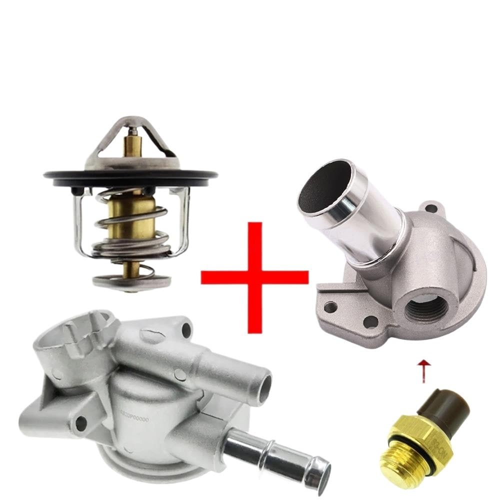 Auto-Thermostat 1/2/3/4 PCS Kühlmittelthermostatgehäuse & Thermostat & Sensor 19311-P08-000 / Passend for HONDA CIVIC 1992-1995 DEL SOL D15 1993-1997 Thermostat mit Gehäuse und Dichtung(1 SET (4PCS)) von QDEIDEDT