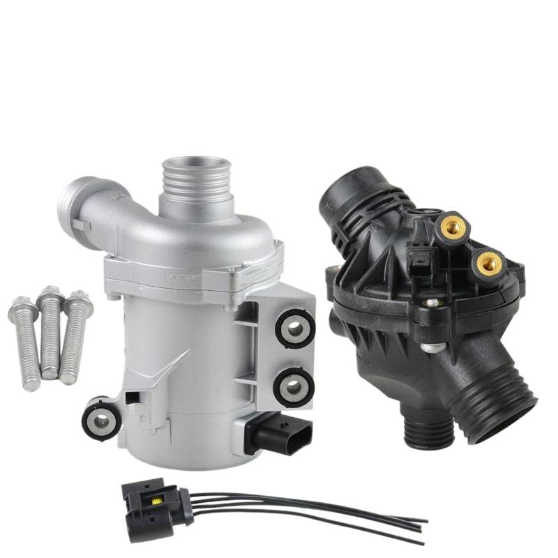 Auto-Thermostat AP03 11517586925 Elektrische Wasserpumpe + Thermostat-Set/passend for BMW E60 E61 E81 E87 E90 E91 X1 X3 X5 Z4 325i 330i 525i 530i 630i 730i Thermostat mit Gehäuse und Dichtung von QDEIDEDT