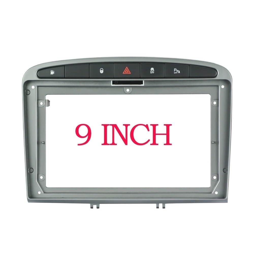 Radio Stereo Panel 2/1Din Auto, kein DVD-Rahmen, nur Audio-Einbauadapter, Armaturenbrettverkleidung, 9 Zoll, passend for Peugeot 308 408 2008–16, Doppel-Radio-Player(Only Frames) von QDEIDEDT