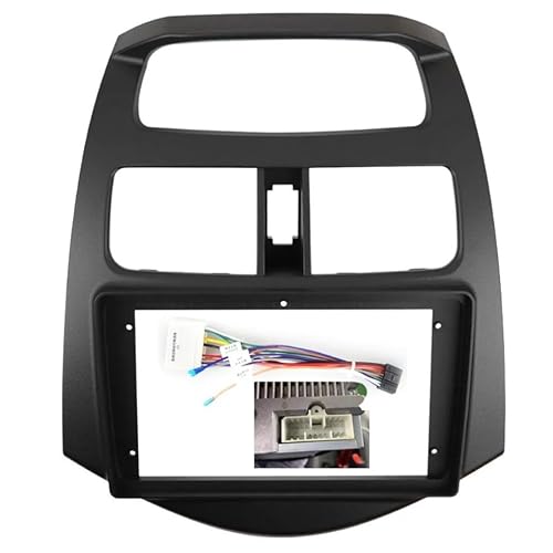 Radio Stereo Panel 9-Zoll-Auto-DVD-Rahmen, Audio-Armaturenbrett-Verkleidung, Radio, großer Bildschirm, MP5-Multimediaplayer, passend for Chevrolet Spark 2010–2013, Stereo(Frame black-cord) von QDEIDEDT