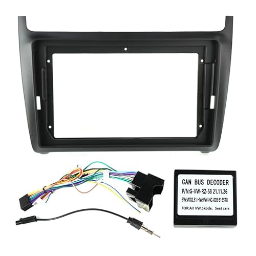 Radio Stereo Panel 9-Zoll-Autoradio-Rahmen/Passend for VW Volkswagen Polo 5 Golf Passat GPS Dash Mount Kit Einbaupanel-Adapterabdeckung Blendenkabel Canbus von QDEIDEDT