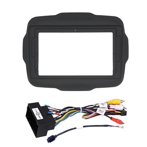 Radio Stereo Panel 9-Zoll-Autoradio-Rahmensatz und Kabelbaum/Passend for JEEP Renegate 2014-2019 Panel-CD-DVD-Player Audiorahmen Armaturenbrett-Montagesatz(Fascia with cable) von QDEIDEDT