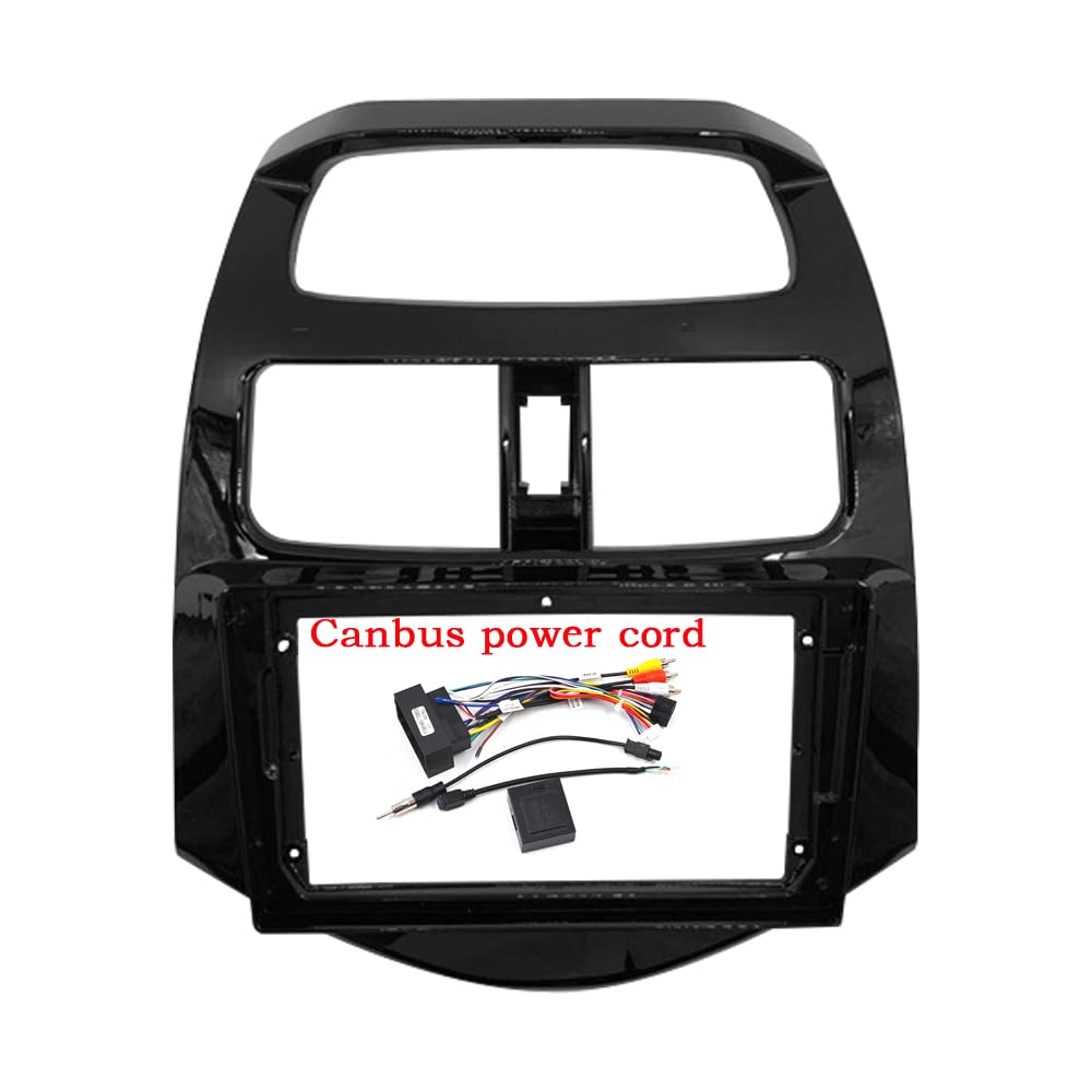 Radio Stereo Panel 9-Zoll-Radioblenden/Passend for Chevrolet Spark 2010-2016 Doppel-DIN-DVD-Stereo-Panel Armaturenbrett-Umrüstung Einbaurahmen(Black uv-canbus) von QDEIDEDT