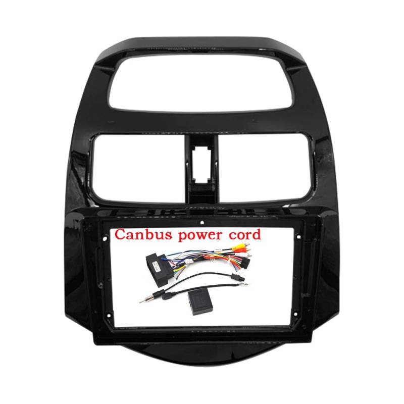 Radio Stereo Panel 9-Zoll-Radioblenden/Passend for Chevrolet Spark 2010-2016 Doppel-DIN-DVD-Stereo-Panel Armaturenbrett-Umrüstung Einbaurahmen(Black uv-canbus) von QDEIDEDT