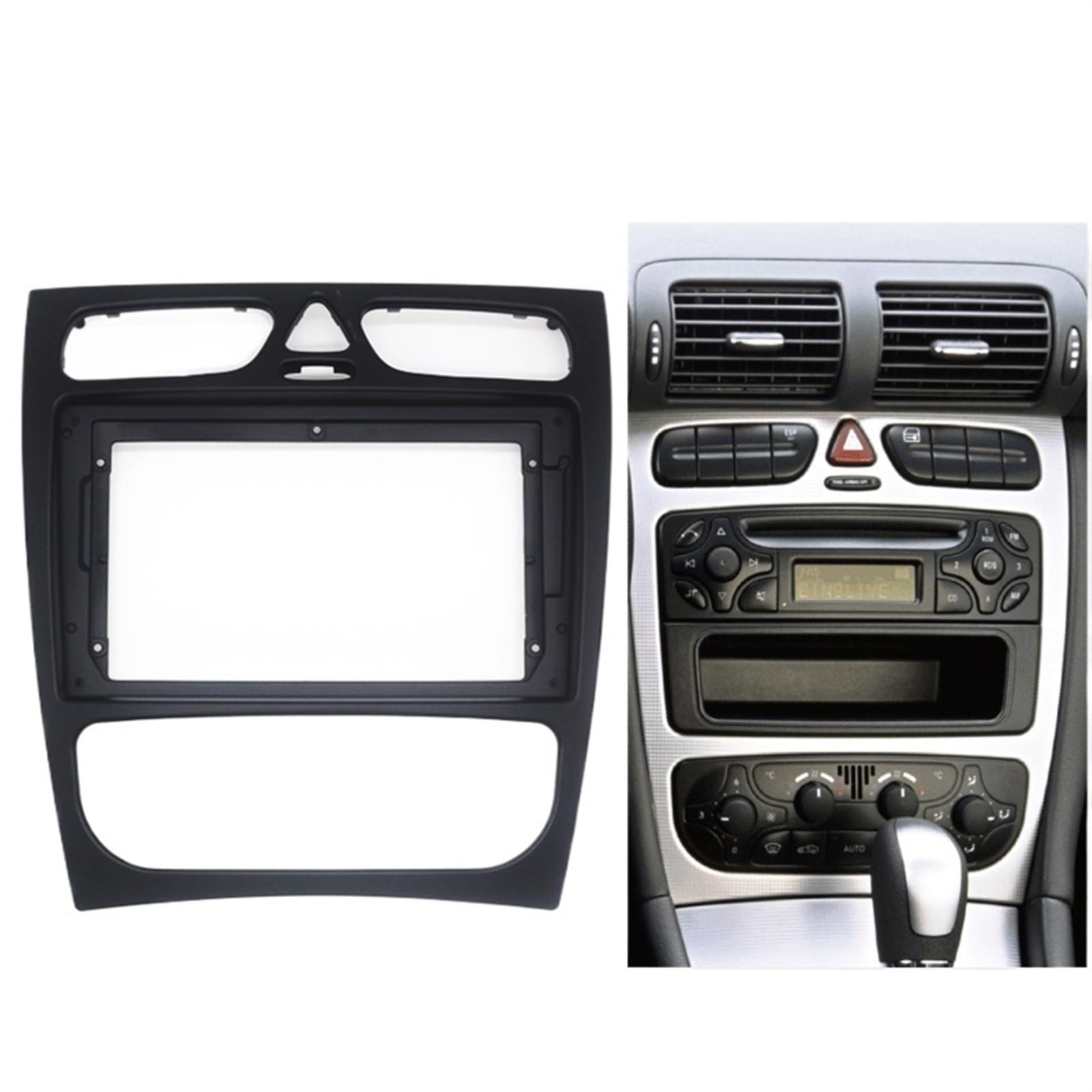 Radio Stereo Panel Autoradio-Blende/Passend for Mercedes Benz C-Klasse W203 CLK-Klasse W209 G-Klasse W463 Vito Viano W639 Armaturenbrett-Rahmen-Kit Halterungsverkleidung(7 inch) von QDEIDEDT