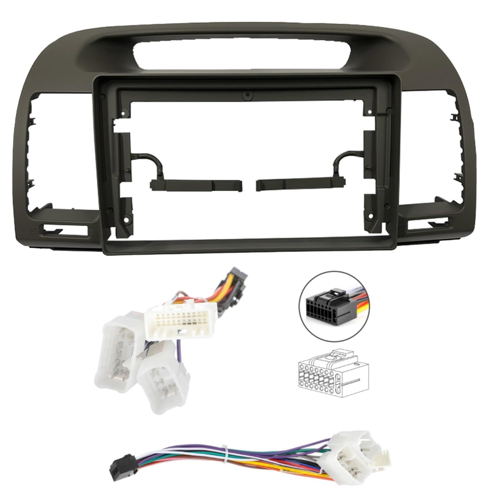 Radio Stereo Panel BYNCG 9 Zoll Autoradio-Armaturenbrettblende/Passend for Toyota Camry 5 2002-2006 Auto-Stereo-Panelmontage Dual Din CD DVD-Rahmen + Kabelbaum von QDEIDEDT