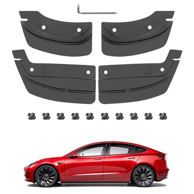 kotflügel aufkleber auto Tragbarer weicher Auto-Schmutzfänger, passend for Tesla Model 3, TPE-Spritzschutz, Kotflügel vorn und hinten, keine Bohrinstallation erforderlich gummilippe auto kotflügel von QDEIDEDT