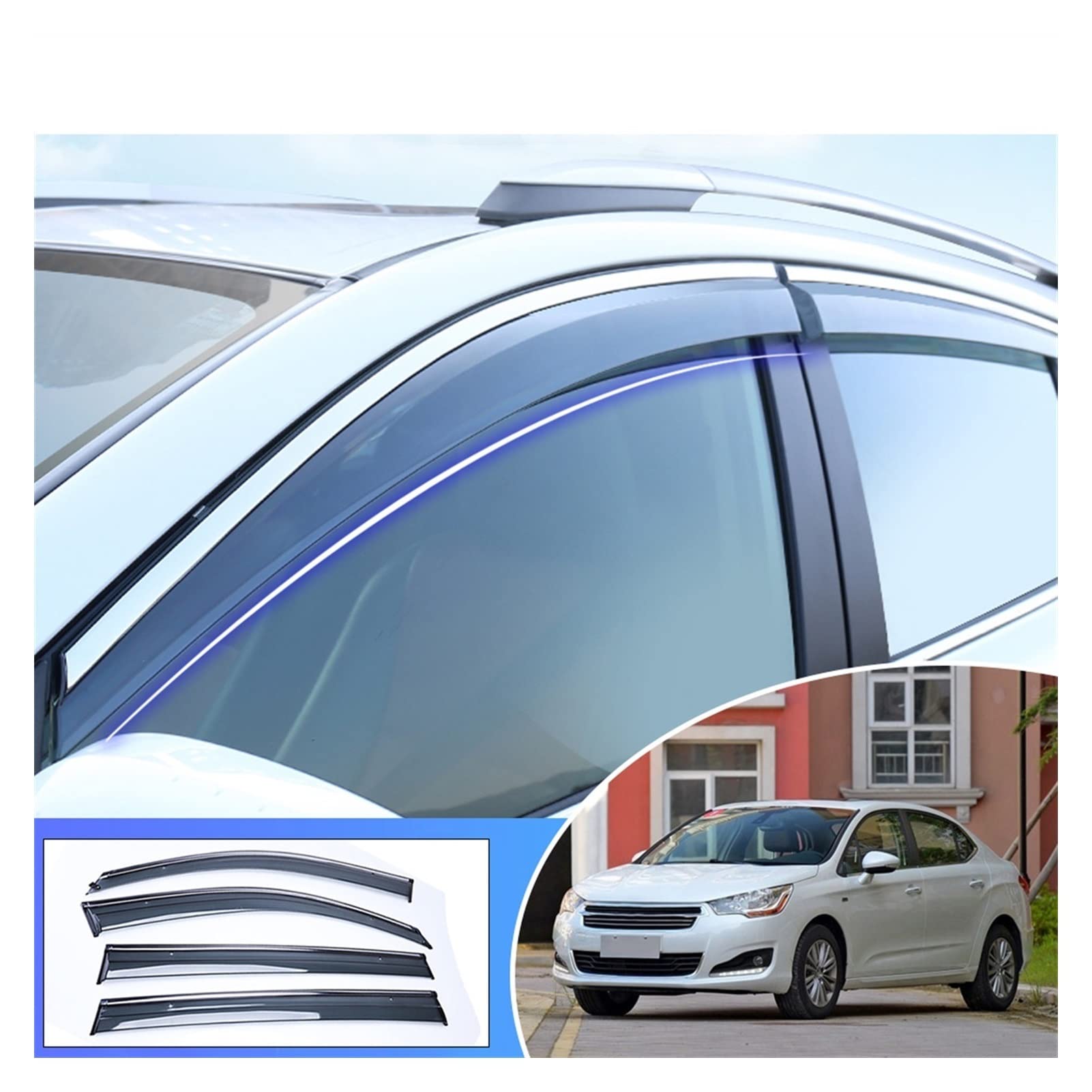 Visier Deflector Für Citroen C4L 2013 2014 2015 2016 2017 2018 2019 Windabweiser Seitenfenster Regenabweiser von QDHGCFOC